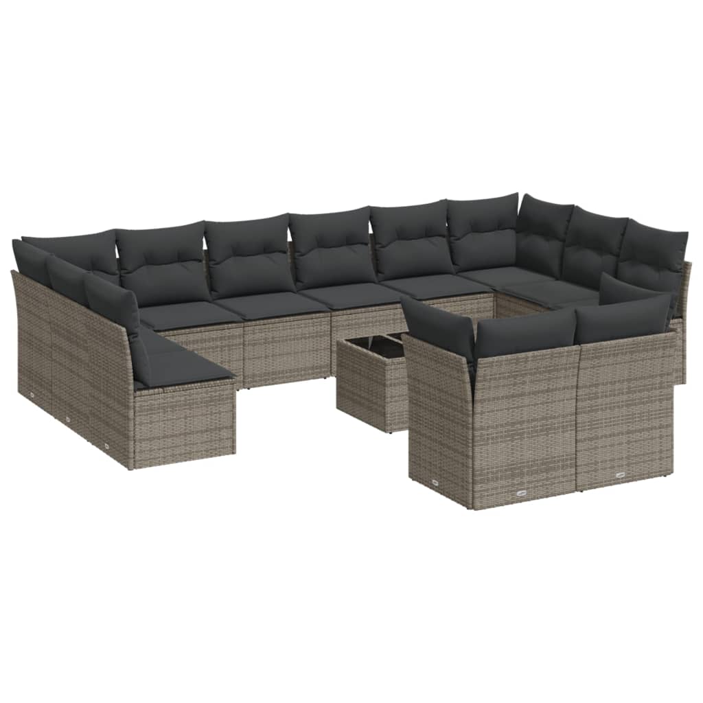 13-delige Loungeset met kussens poly rattan grijs is nu te koop bij PeponiXL, paradijselijk wonen!