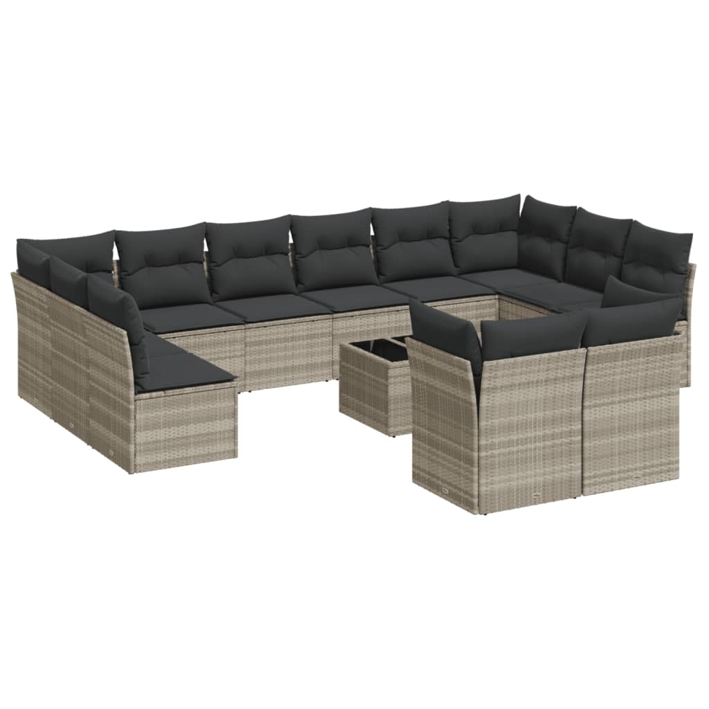 13-delige Loungeset met kussens poly rattan lichtgrijs is nu te koop bij PeponiXL, paradijselijk wonen!