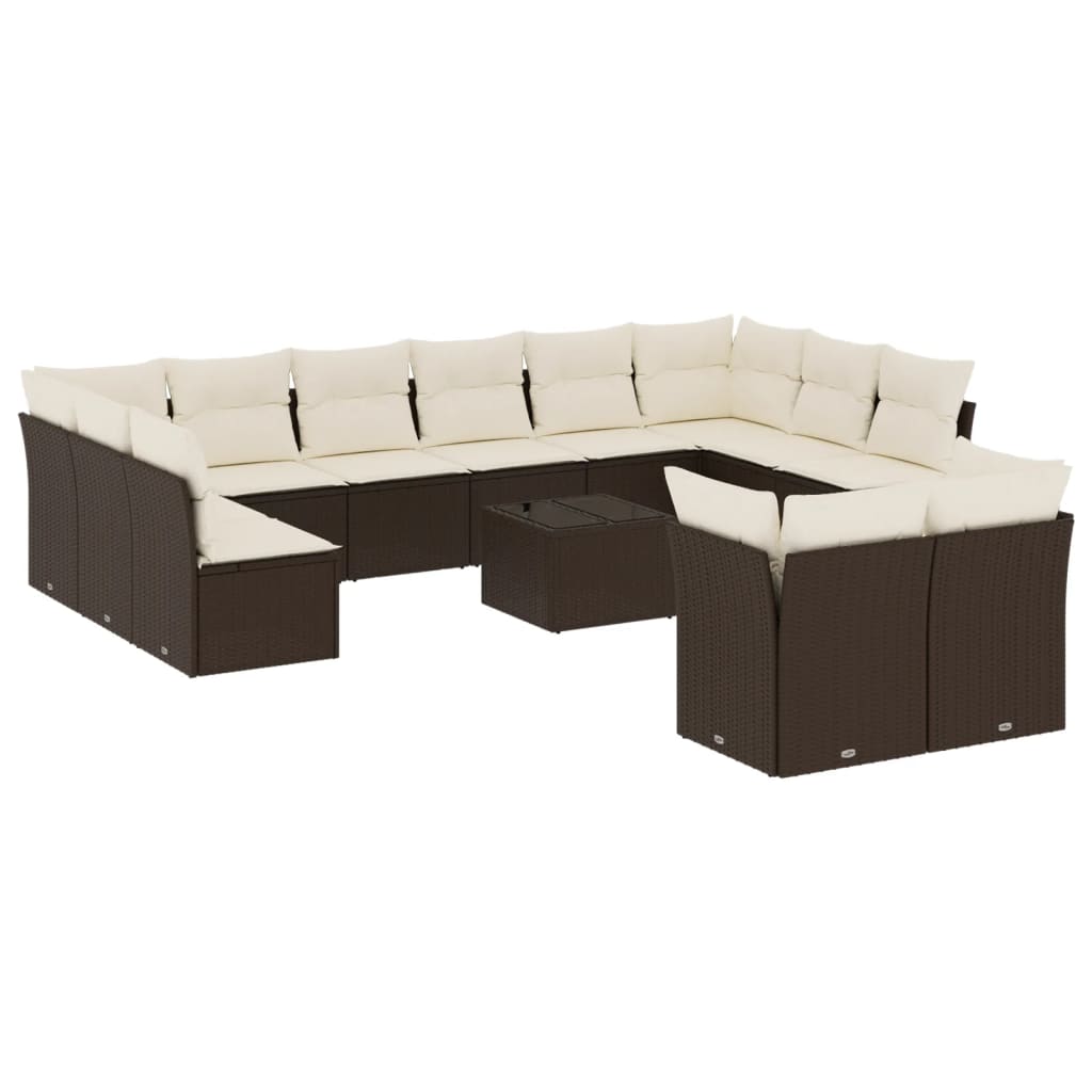 13-delige Loungeset met kussens poly rattan bruin is nu te koop bij PeponiXL, paradijselijk wonen!