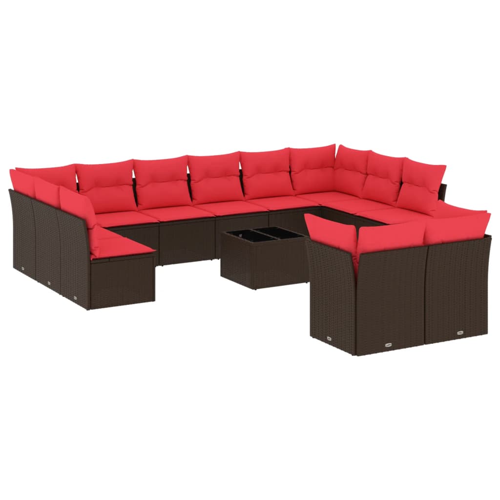 13-delige tuinbankset met kussens, bruin polyrotan is nu te koop bij PeponiXL, paradijselijk wonen!