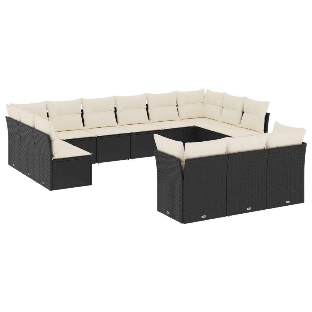 13-delige Loungeset met kussens poly rattan zwart is nu te koop bij PeponiXL, paradijselijk wonen!