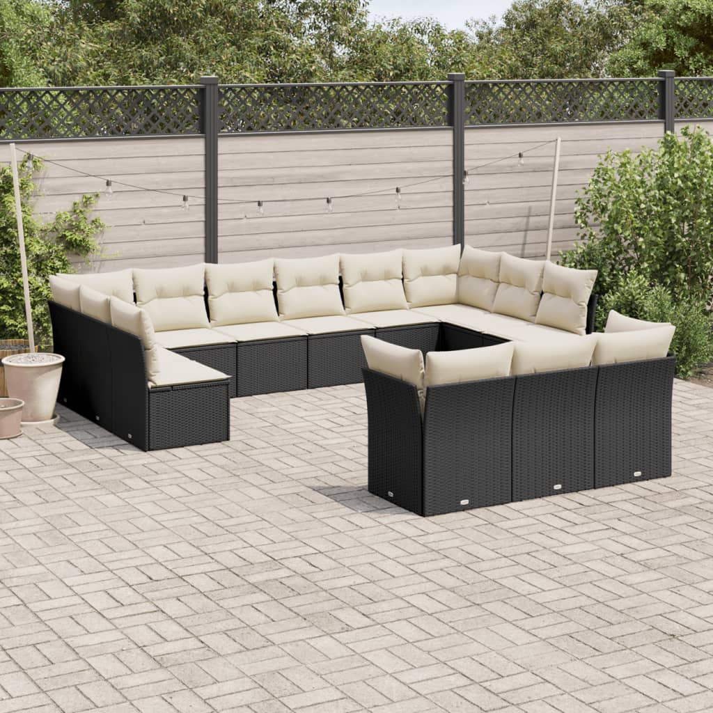 13-delige Loungeset met kussens poly rattan zwart is nu te koop bij PeponiXL, paradijselijk wonen!