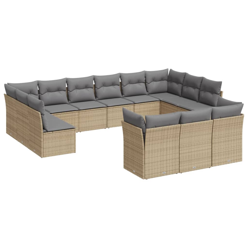 13-delige Loungeset met kussens poly rattan beige is nu te koop bij PeponiXL, paradijselijk wonen!