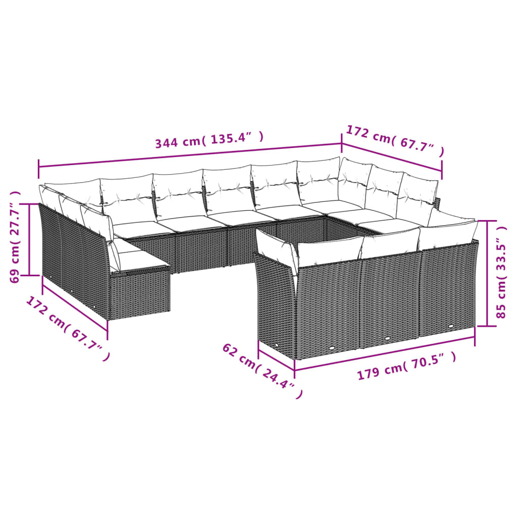 13-delige Loungeset met kussens poly rattan beige is nu te koop bij PeponiXL, paradijselijk wonen!