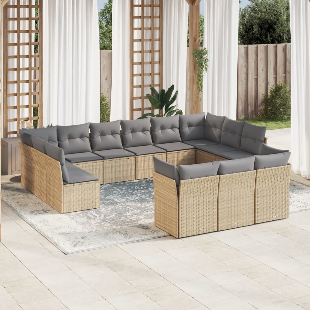 13-delige Loungeset met kussens poly rattan beige is nu te koop bij PeponiXL, paradijselijk wonen!