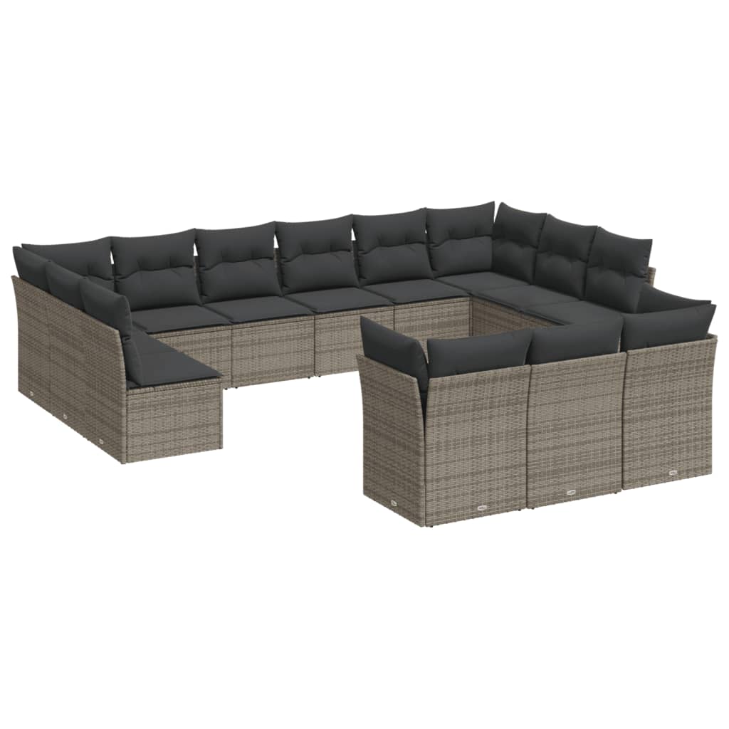 13-delige Loungeset met kussens poly rattan grijs is nu te koop bij PeponiXL, paradijselijk wonen!