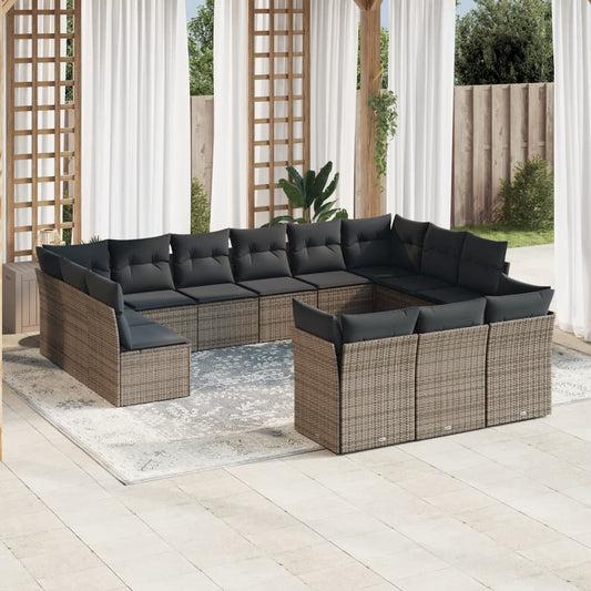 13-delige Loungeset met kussens poly rattan grijs is nu te koop bij PeponiXL, paradijselijk wonen!