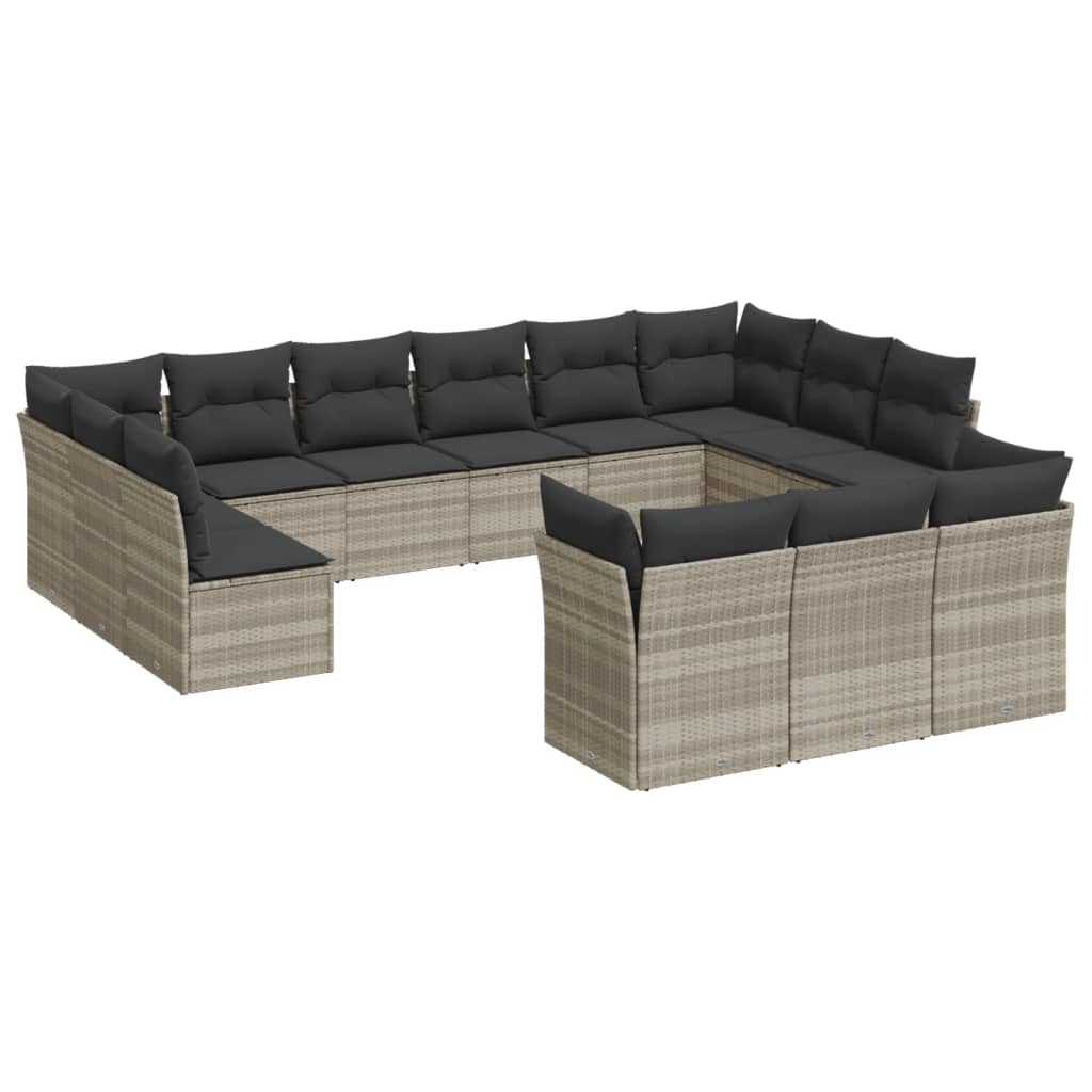 13-delige Loungeset met kussens poly rattan lichtgrijs is nu te koop bij PeponiXL, paradijselijk wonen!
