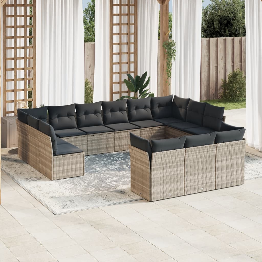 13-delige Loungeset met kussens poly rattan lichtgrijs is nu te koop bij PeponiXL, paradijselijk wonen!