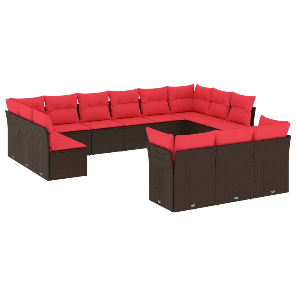 13-delige tuinbankset met kussens, bruin polyrotan is nu te koop bij PeponiXL, paradijselijk wonen!