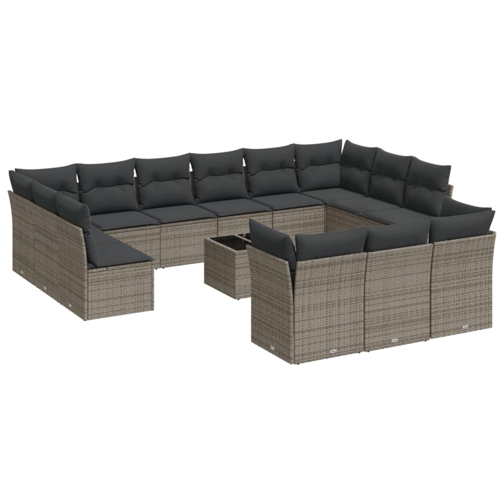 14-delige Loungeset met kussens poly rattan grijs is nu te koop bij PeponiXL, paradijselijk wonen!