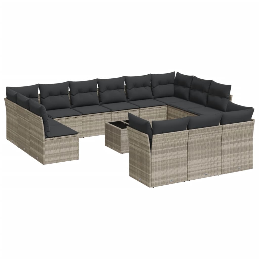 14-delige Loungeset met kussens poly rattan lichtgrijs is nu te koop bij PeponiXL, paradijselijk wonen!