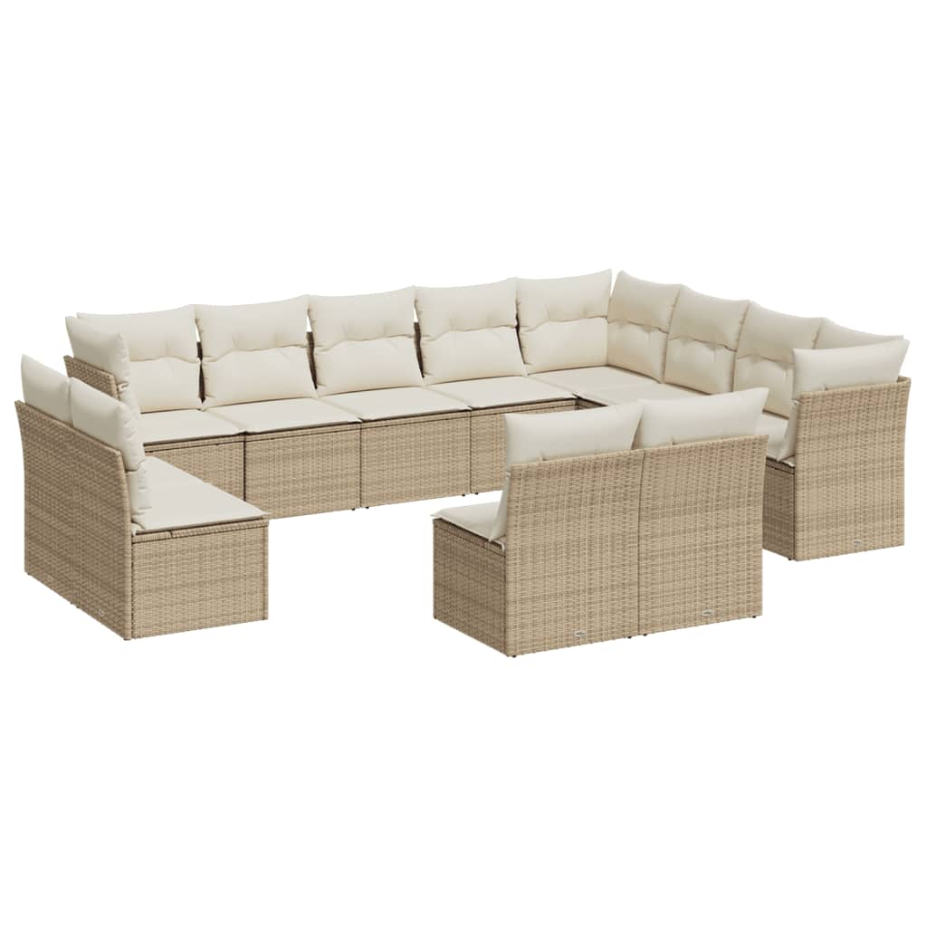12-delige Loungeset met kussens poly rattan beige is nu te koop bij PeponiXL, paradijselijk wonen!