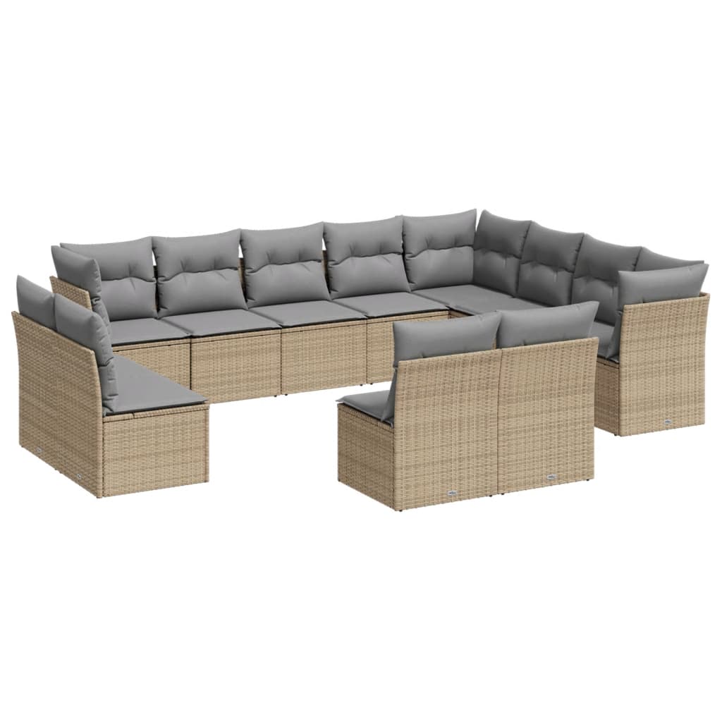 12-delige Loungeset met kussens poly rattan beige is nu te koop bij PeponiXL, paradijselijk wonen!