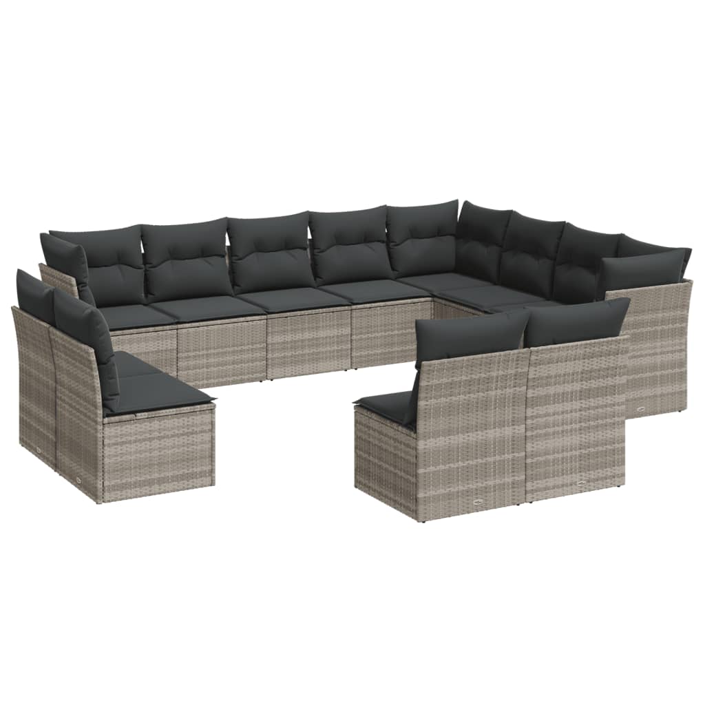 12-delige Loungeset met kussens poly rattan lichtgrijs is nu te koop bij PeponiXL, paradijselijk wonen!