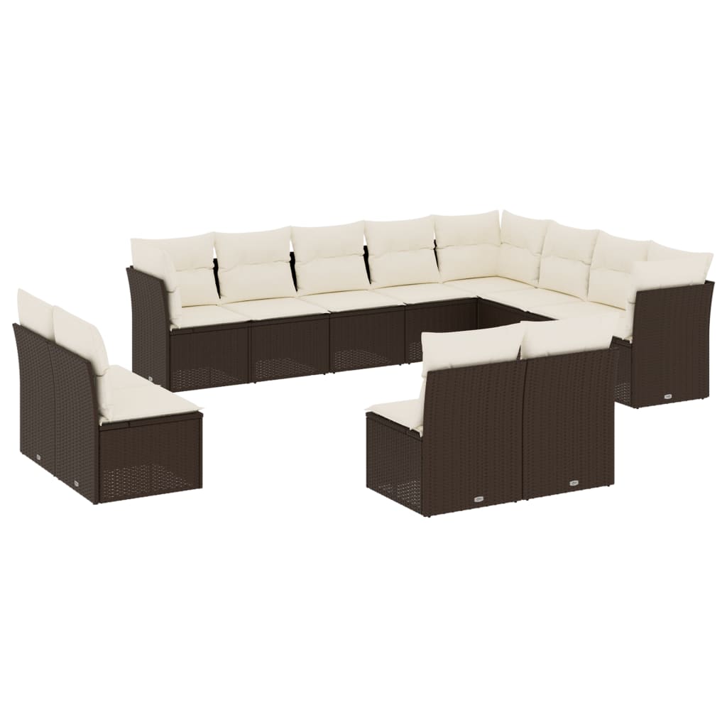 12-delige Loungeset met kussens poly rattan bruin is nu te koop bij PeponiXL, paradijselijk wonen!