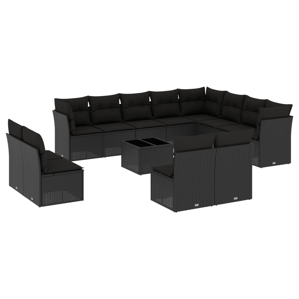 13-delige Loungeset met kussens poly rattan zwart is nu te koop bij PeponiXL, paradijselijk wonen!