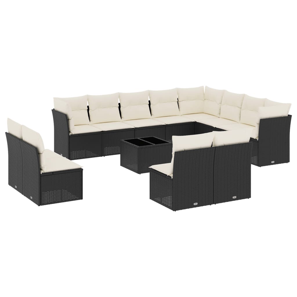 13-delige Loungeset met kussens poly rattan zwart is nu te koop bij PeponiXL, paradijselijk wonen!