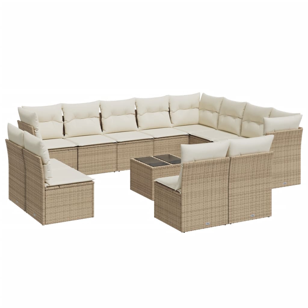 13-delige Loungeset met kussens poly rattan beige is nu te koop bij PeponiXL, paradijselijk wonen!