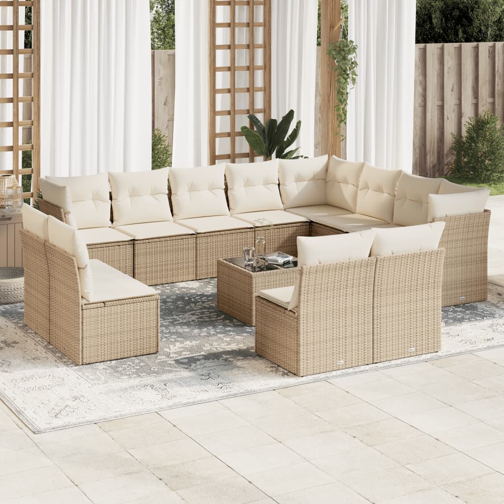 13-delige Loungeset met kussens poly rattan beige is nu te koop bij PeponiXL, paradijselijk wonen!