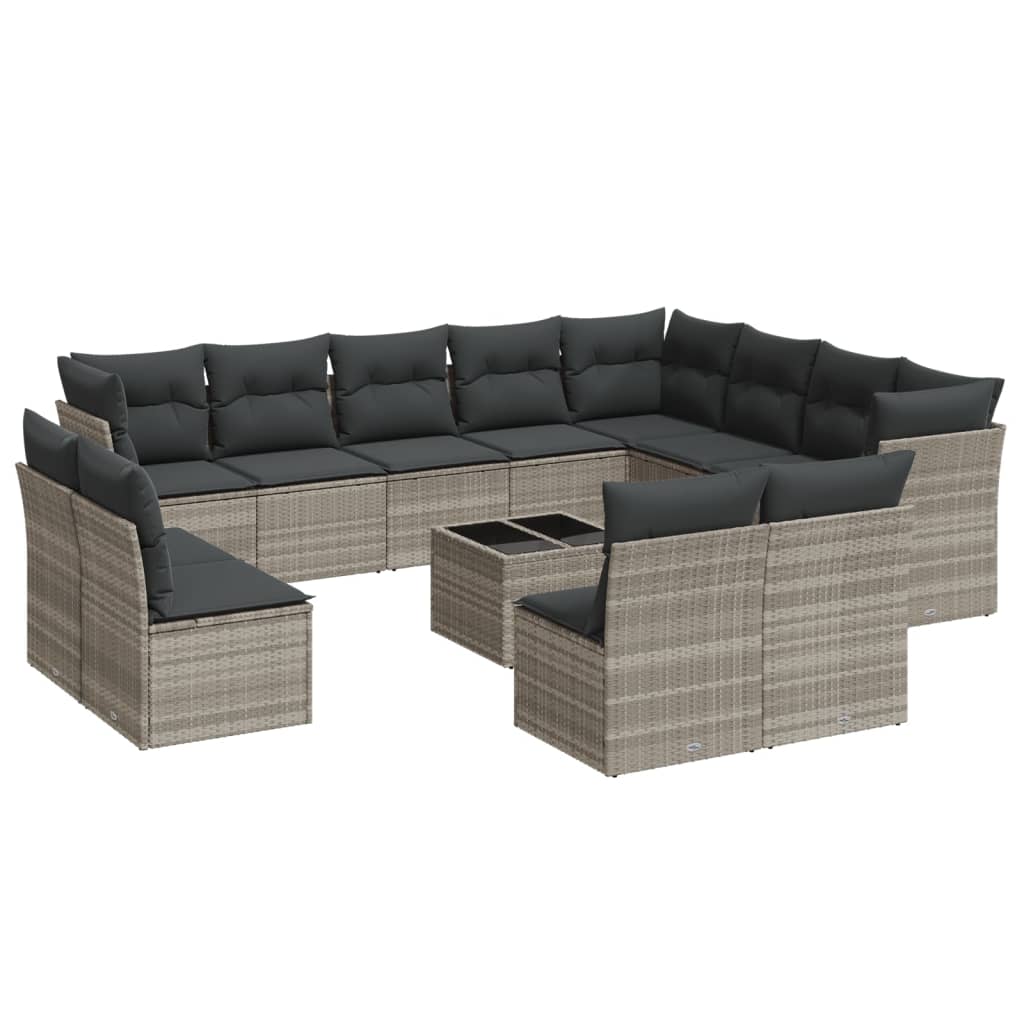13-delige Loungeset met kussens poly rattan lichtgrijs is nu te koop bij PeponiXL, paradijselijk wonen!