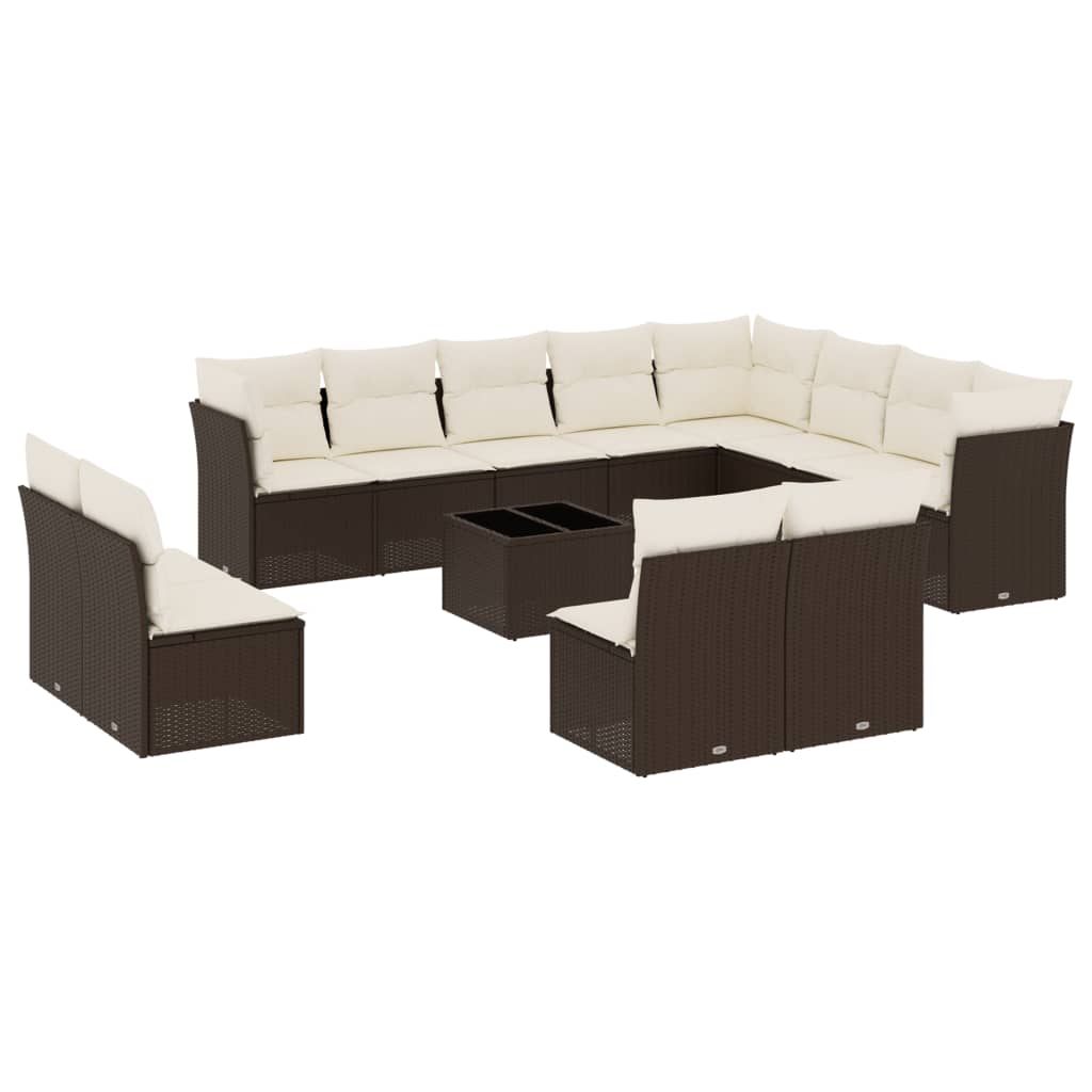 13-delige Loungeset met kussens poly rattan bruin is nu te koop bij PeponiXL, paradijselijk wonen!