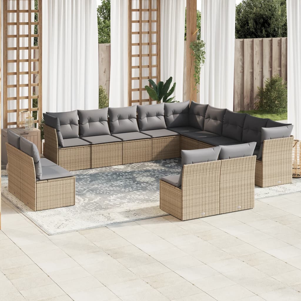 13-delige Loungeset met kussens poly rattan beige is nu te koop bij PeponiXL, paradijselijk wonen!