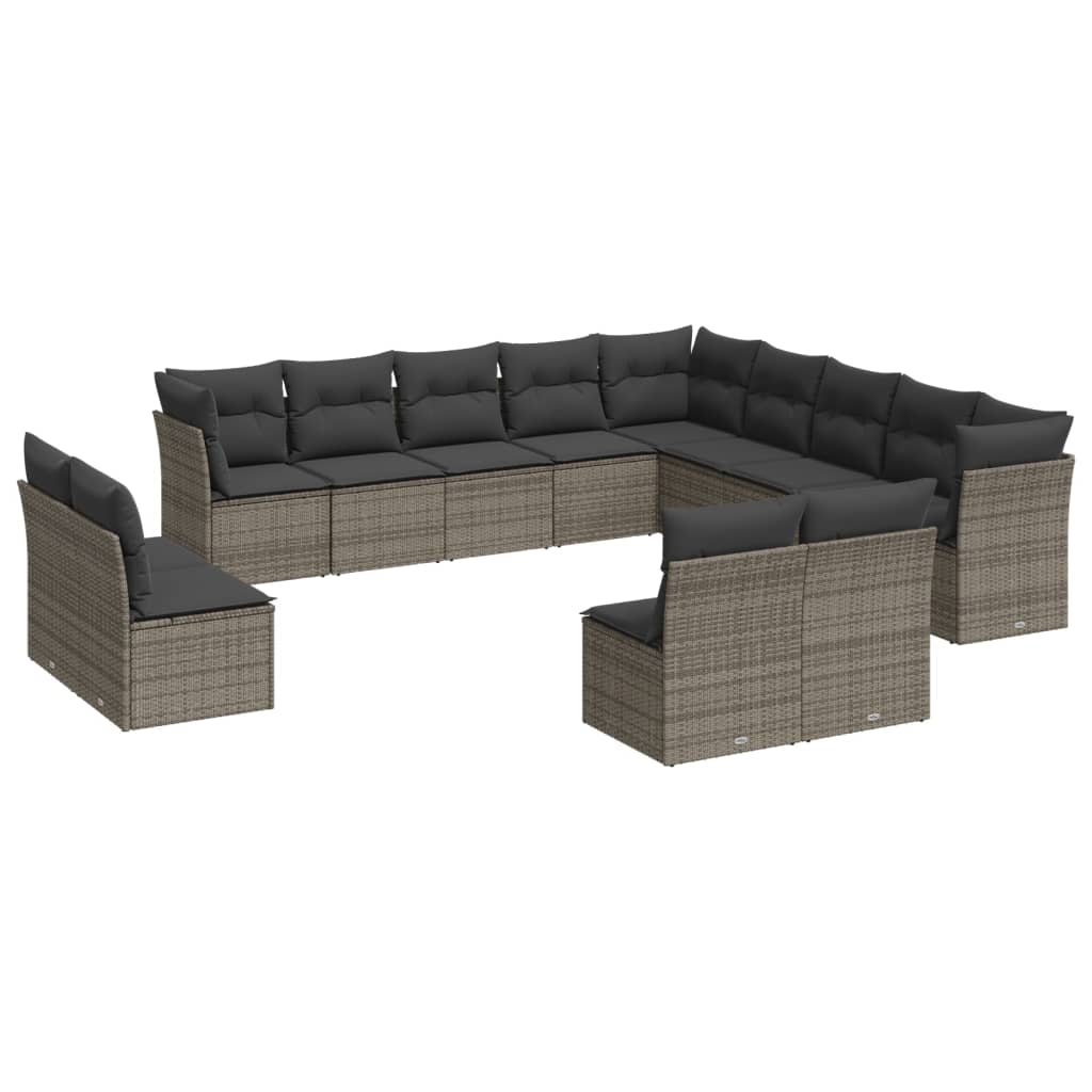 13-delige Loungeset met kussens poly rattan grijs is nu te koop bij PeponiXL, paradijselijk wonen!