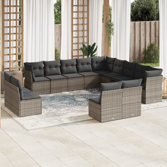 13-delige Loungeset met kussens poly rattan grijs is nu te koop bij PeponiXL, paradijselijk wonen!