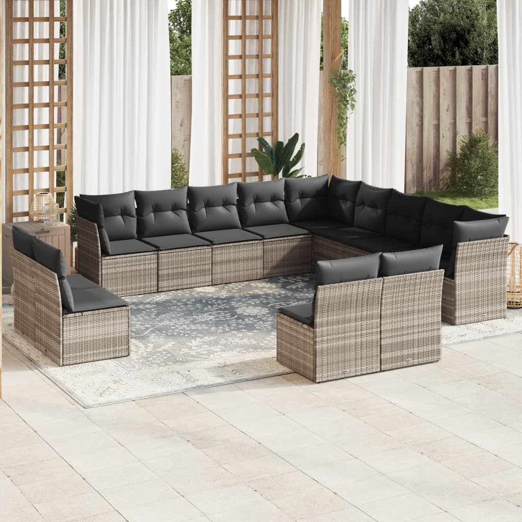 13-delige Loungeset met kussens poly rattan lichtgrijs is nu te koop bij PeponiXL, paradijselijk wonen!