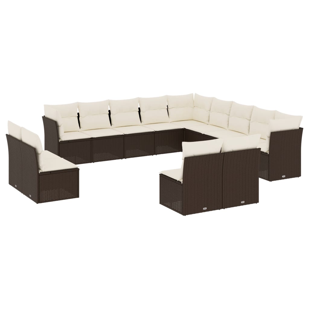 13-delige Loungeset met kussens poly rattan bruin is nu te koop bij PeponiXL, paradijselijk wonen!