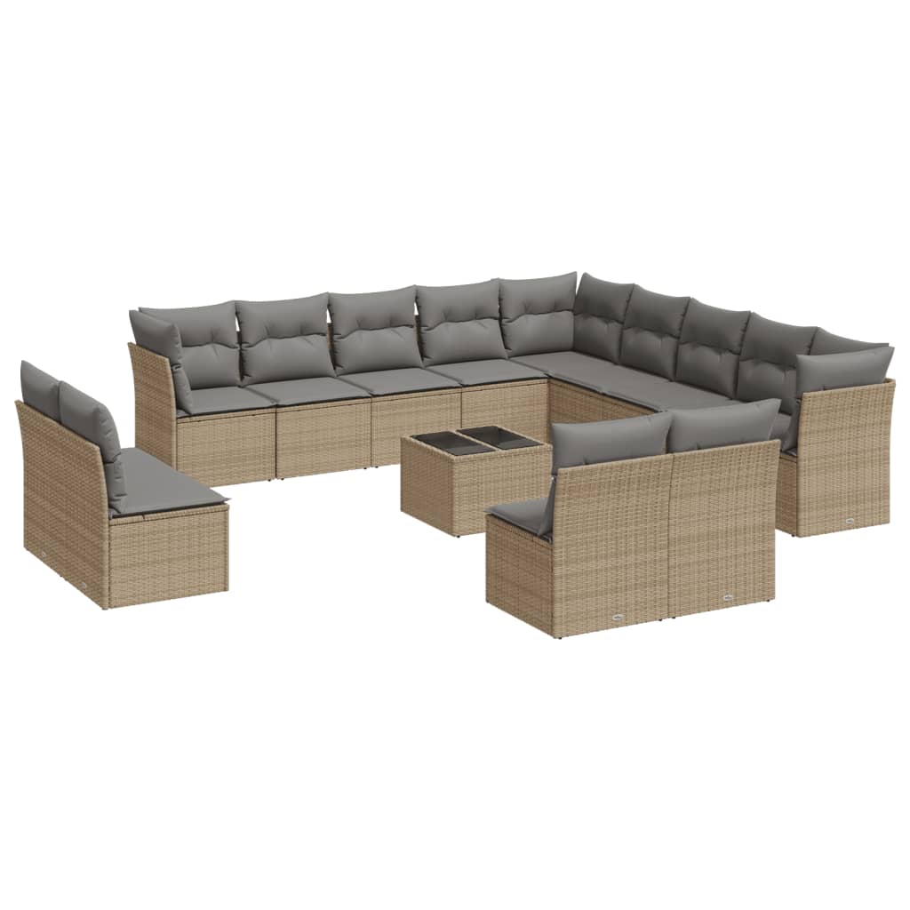 14-delige Loungeset met kussens poly rattan beige is nu te koop bij PeponiXL, paradijselijk wonen!
