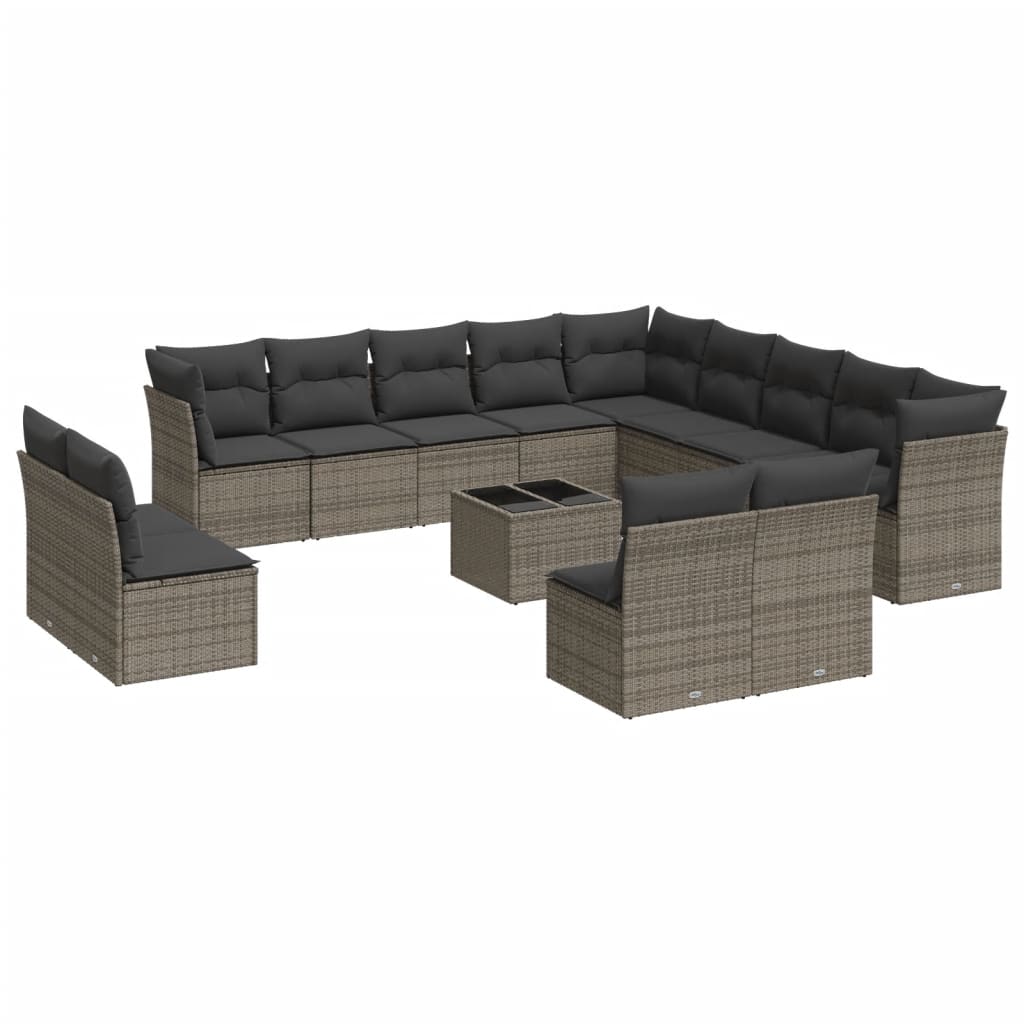 14-delige Loungeset met kussens poly rattan grijs is nu te koop bij PeponiXL, paradijselijk wonen!