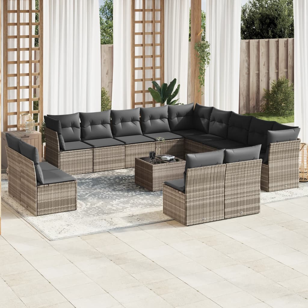 14-delige Loungeset met kussens poly rattan lichtgrijs is nu te koop bij PeponiXL, paradijselijk wonen!