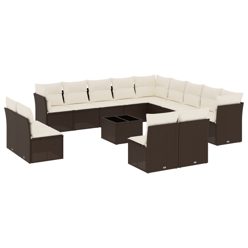 14-delige Loungeset met kussens poly rattan bruin is nu te koop bij PeponiXL, paradijselijk wonen!