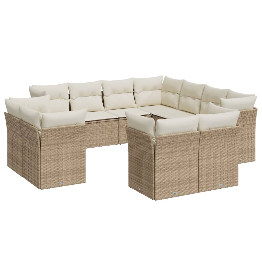 11-delige Tuinset met kussens poly rattan beige is nu te koop bij PeponiXL, paradijselijk wonen!