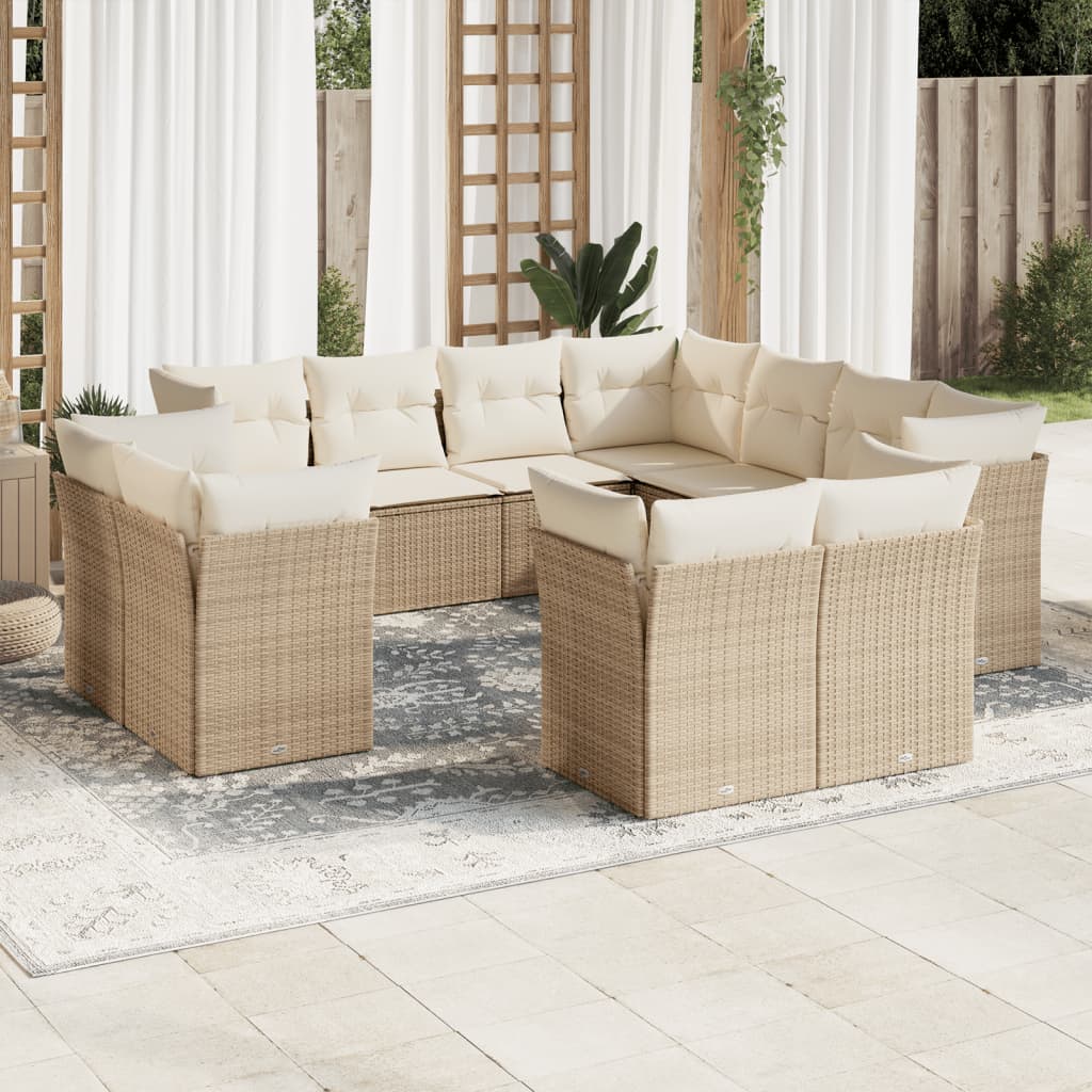 11-delige Tuinset met kussens poly rattan beige is nu te koop bij PeponiXL, paradijselijk wonen!