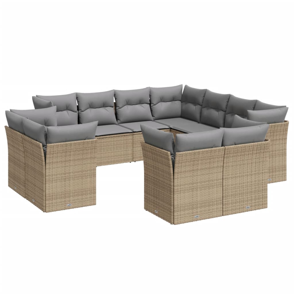 11-delige Tuinset met kussens poly rattan beige is nu te koop bij PeponiXL, paradijselijk wonen!