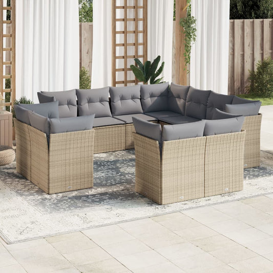11-delige Tuinset met kussens poly rattan beige is nu te koop bij PeponiXL, paradijselijk wonen!
