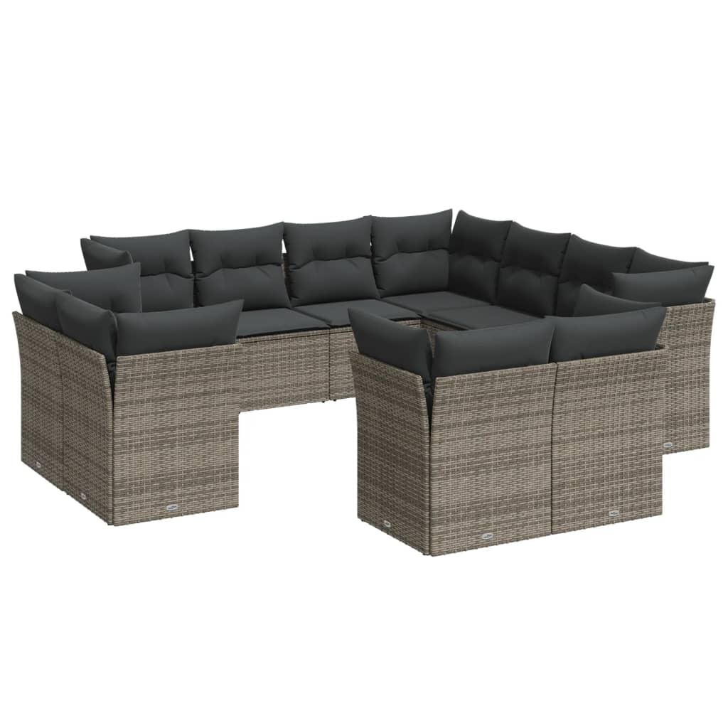 11-delige Loungeset met kussens poly rattan grijs is nu te koop bij PeponiXL, paradijselijk wonen!