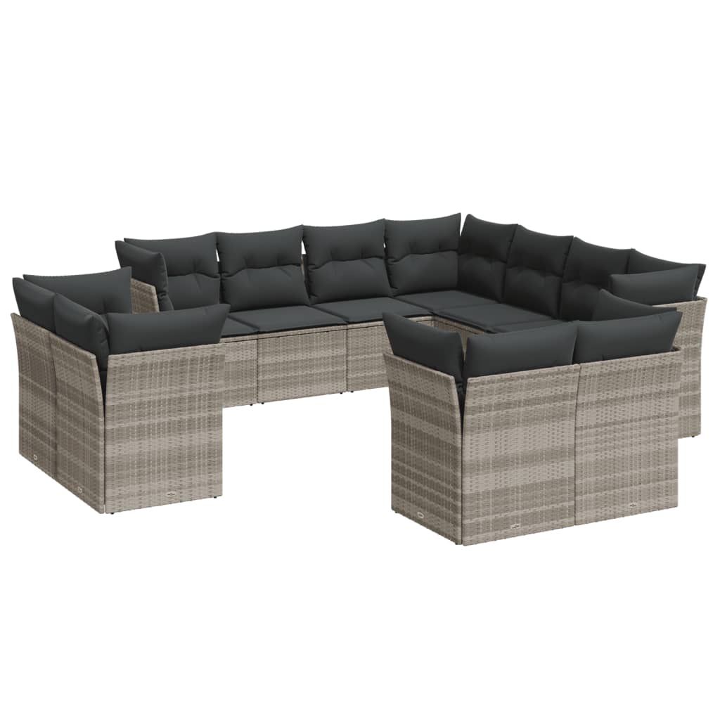 11-delige Loungeset met kussens poly rattan lichtgrijs is nu te koop bij PeponiXL, paradijselijk wonen!