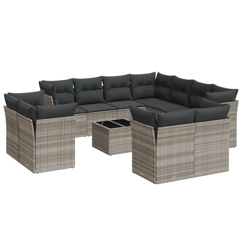 12-delige Loungeset met kussens poly rattan lichtgrijs is nu te koop bij PeponiXL, paradijselijk wonen!