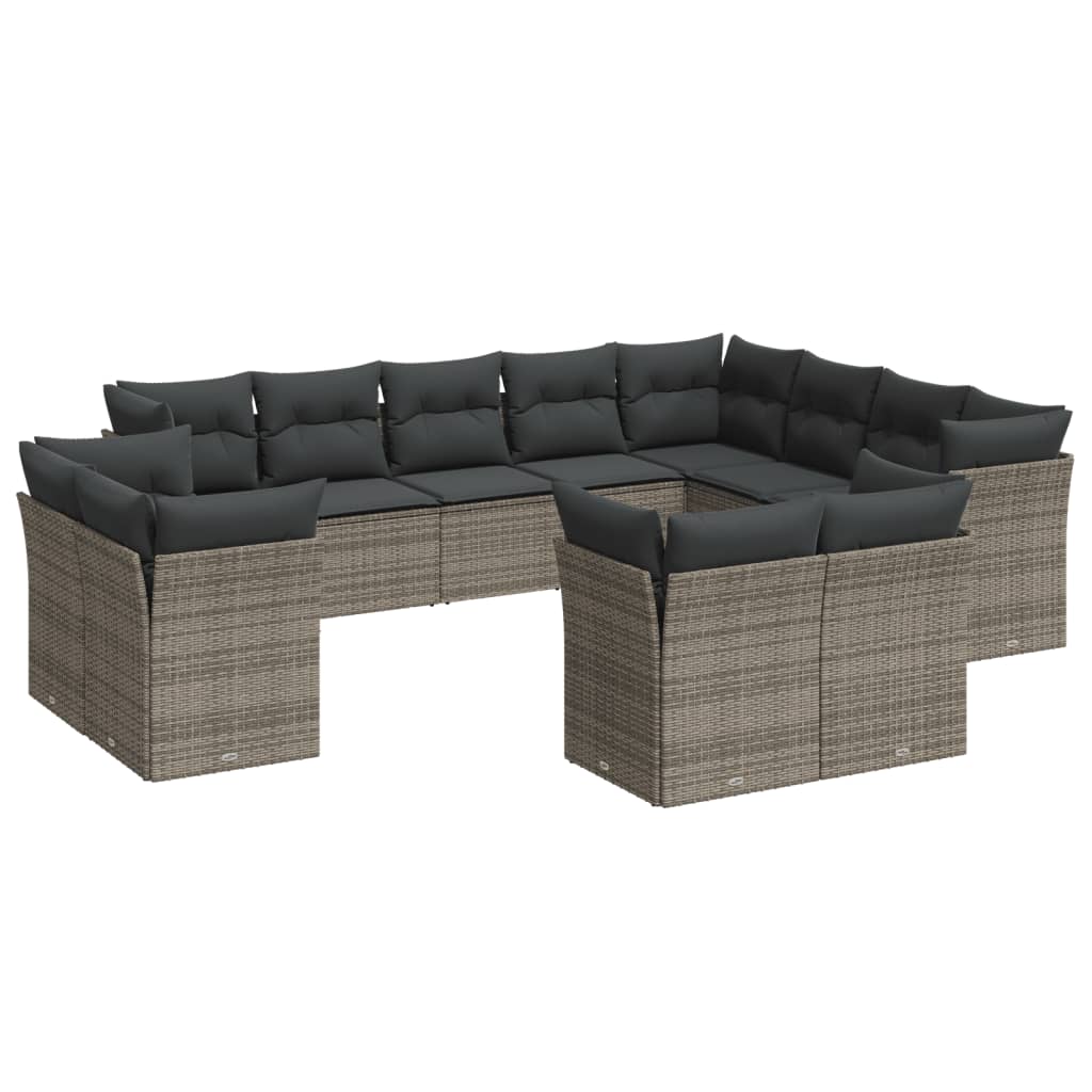 12-delige Loungeset met kussens poly rattan grijs is nu te koop bij PeponiXL, paradijselijk wonen!
