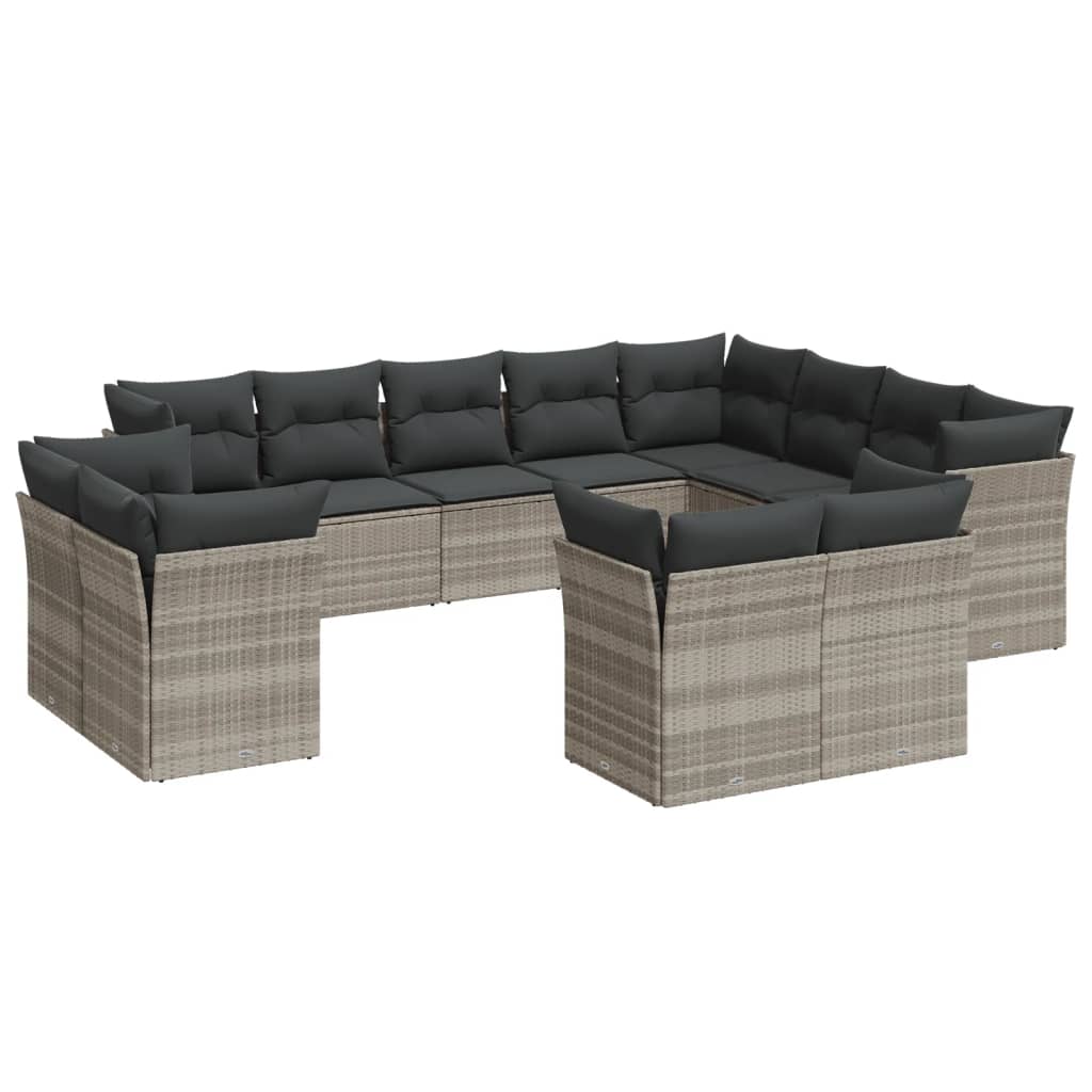 12-delige Loungeset met kussens poly rattan lichtgrijs is nu te koop bij PeponiXL, paradijselijk wonen!