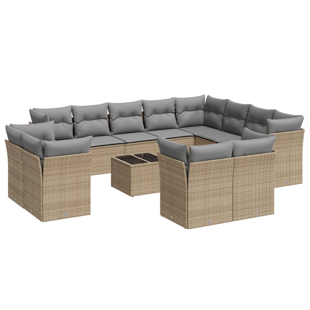 13-delige Loungeset met kussens poly rattan beige is nu te koop bij PeponiXL, paradijselijk wonen!