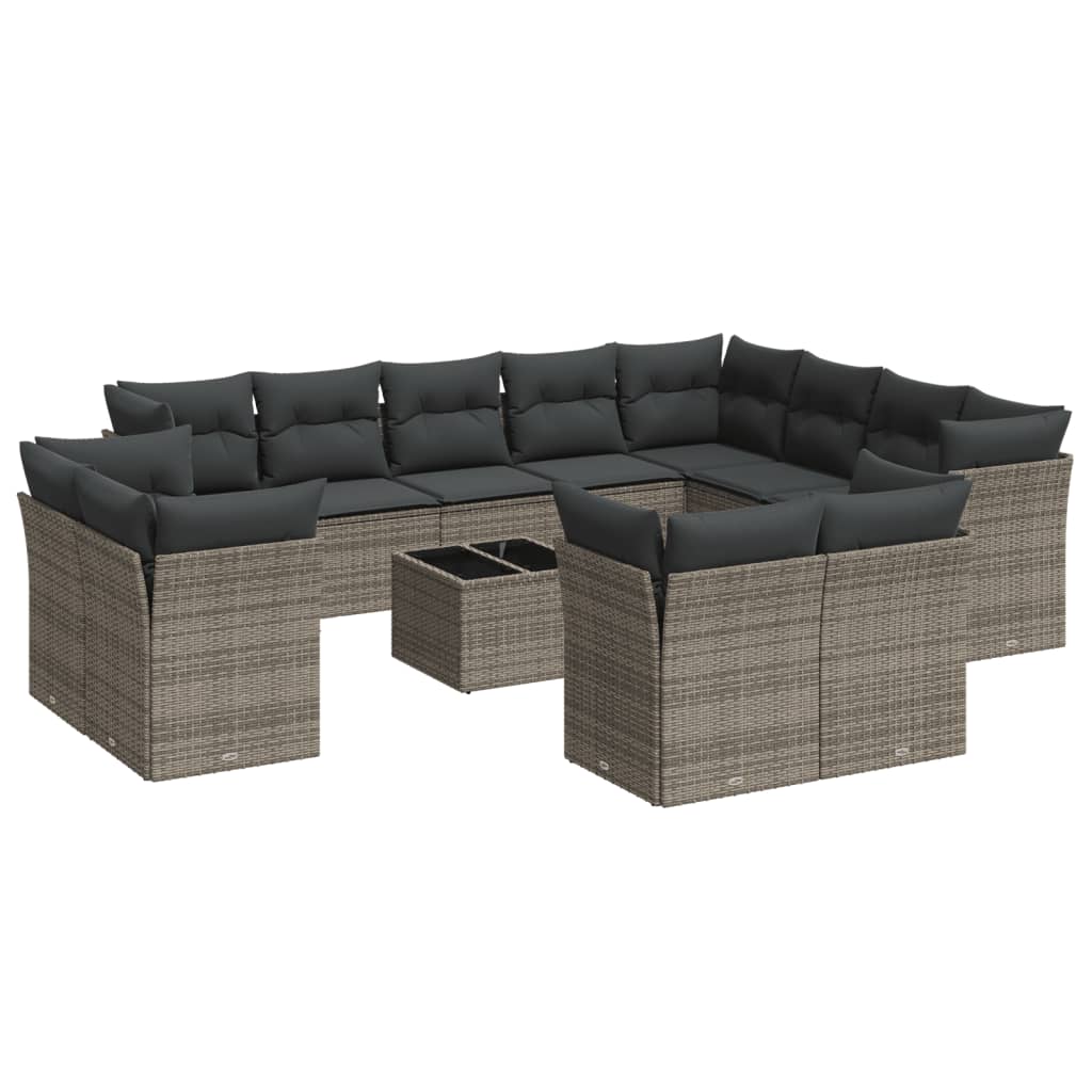 13-delige Loungeset met kussens poly rattan grijs is nu te koop bij PeponiXL, paradijselijk wonen!