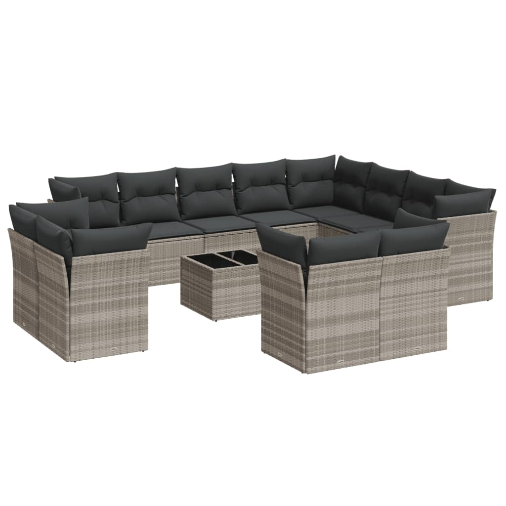 13-delige Loungeset met kussens poly rattan lichtgrijs is nu te koop bij PeponiXL, paradijselijk wonen!