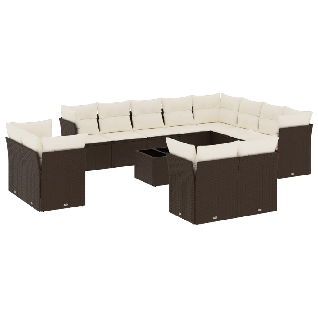13-delige Loungeset met kussens poly rattan bruin is nu te koop bij PeponiXL, paradijselijk wonen!