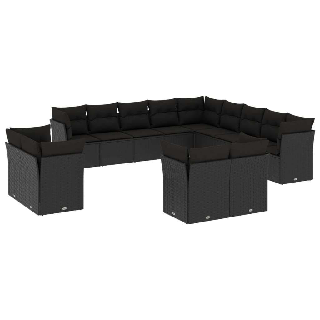 13-delige Loungeset met kussens poly rattan zwart is nu te koop bij PeponiXL, paradijselijk wonen!