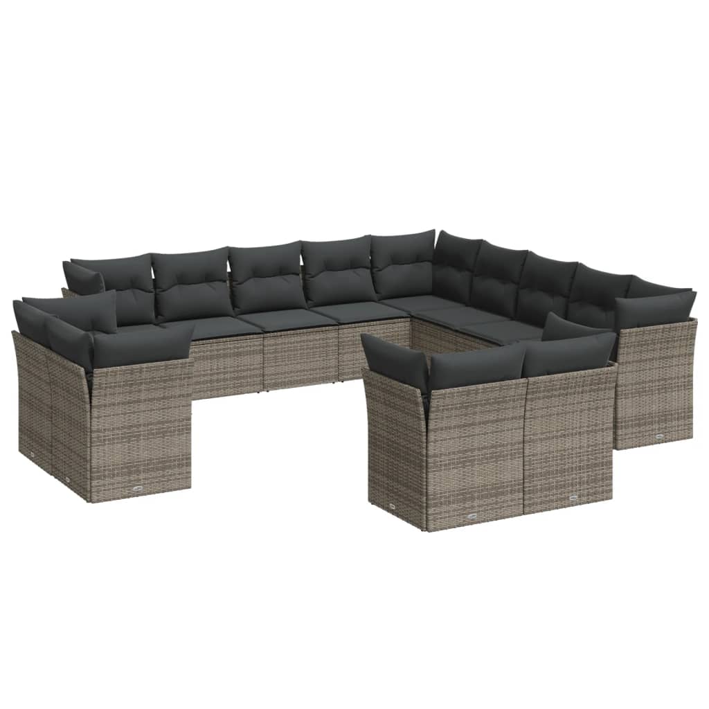 13-delige Loungeset met kussens poly rattan grijs is nu te koop bij PeponiXL, paradijselijk wonen!